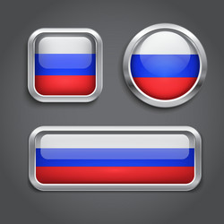 russia flag glass buttons vector