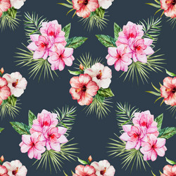 Watercolor tropical floral pattern vector