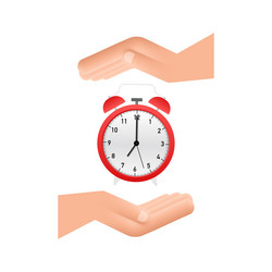 alarm clock wake-up time in hands on white vector image