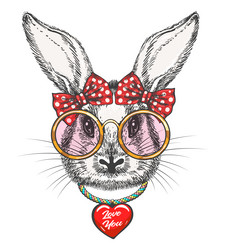 cartoon bunny girl in glasses Vector Image
