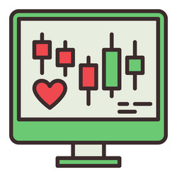 computer screen with heart symbol and chart vector image