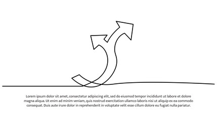 continuous line design of two arrows pointing up vector image