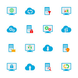 flat design set with hosting server vector image
