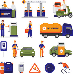 Gas station set vector