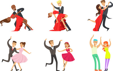 dancing couples set professional dancers vector