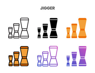 jigger icons set with different styles vector image