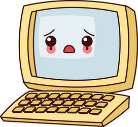 Kawaii computer cute image Royalty Free Vector Image