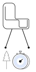 minimalist chair design with timer and tree icon vector image