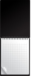 Open black notebook with page curl vector