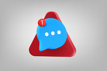 red triangle with speech bubble 3d application vector image