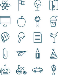 Objects line style icon set design vector