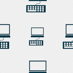 Computer monitor and keyboard icon seamless vector