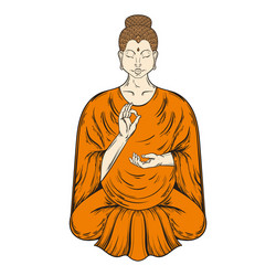 Sitting buddha in lotus vector