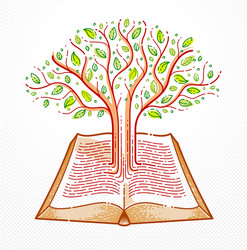 tree growing from text lines an open vintage Vector Image