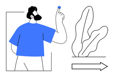 man interacting with digital element surrounded vector image