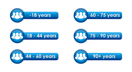 set buttons with age limits for statistics vector image