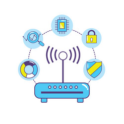 wifi router technology data center connection vector image