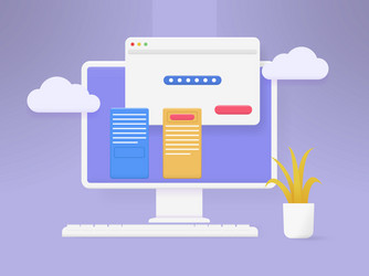 3d computer account login and password form page vector image