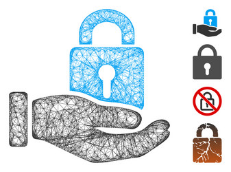 hand with lock web mesh vector image