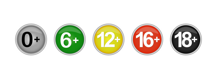 set color buttons with age restrictions vector