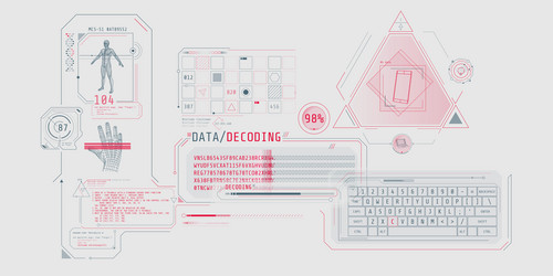 futuristic hud interface for entering and decoding vector image