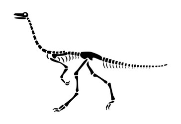 gallimimus skeleton silhouette dinosaurs side vector