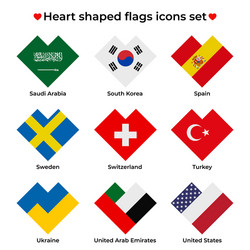 heart shaped flags icons set flag icon in simple vector