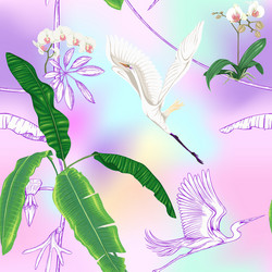 seamless pattern background with tropical plants Vector Image