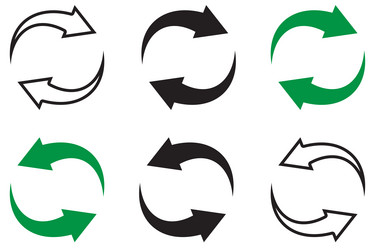 3d button with circular arrows recycling on white vector