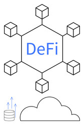 blockchain network with defi concept and data vector image