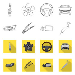 isolated object of auto and part logo collection vector image