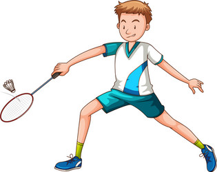 man playing badminton with racket vector