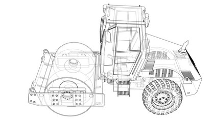 Compactor Coloring Pages Asphalt compactor with a driver coloring book Vector Image