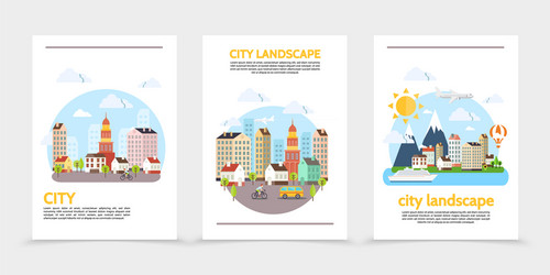 flat city landscape vertical banners vector