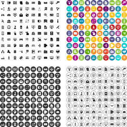 100 database icons set variant vector image