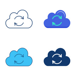 cloud synchronization icon set in flat and line vector image