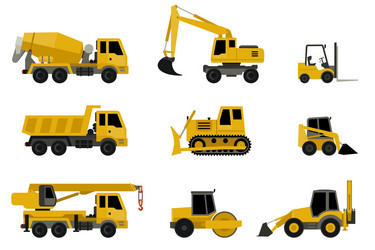 Different road construction machines and equipment