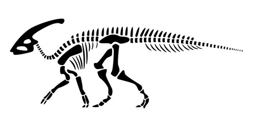 parasaurolophus skeleton silhouette dinosaurs vector