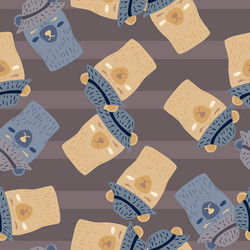 seamless random pattern with bears head abstract vector image