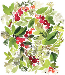 Watercolor Christmas Card Vector Image