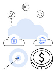 cloud technology connecting user icons security vector image