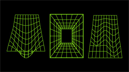3d wireframe models of objects network line vector image