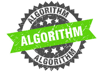 algorithm stamp grunge round sign with ribbon vector image