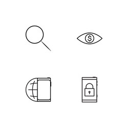 cyber security linear icons set simple outline vector image