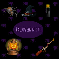 set witches on halloween party vector