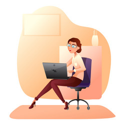 Woman using laptop vector