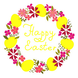 easter wreath with eggs and flowers Vector Image