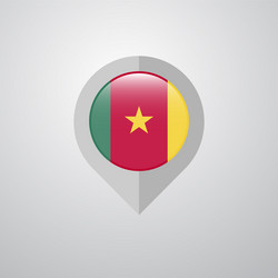 map navigation pointer with cameroon flag design vector image