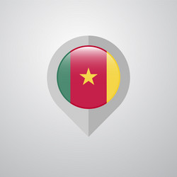 Map navigation pointer with cameroon flag design vector