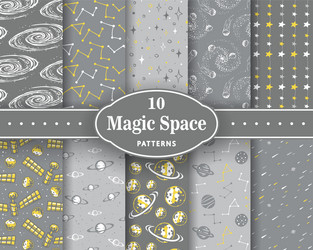 Set space seamless patterns cosmos or universe vector